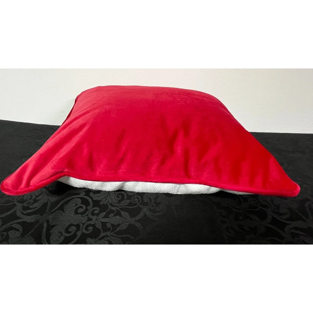 Vtg Style Santa Claus Christmas Throw Pillows Set of 2 Red Velvet Back 16x14 in